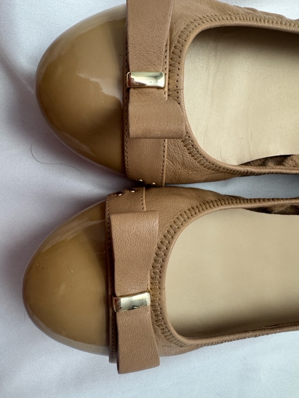 NWT Cole Haan x Nike Air “Monica” Tan Leather Bow Cap-Toe Ballet Flats 10B - Picture 6 of 6